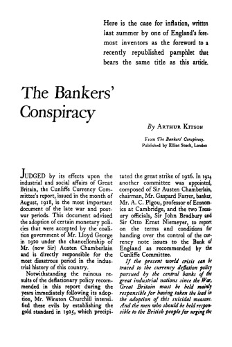 Foreword To ’The Bankers’ Conspiracy’