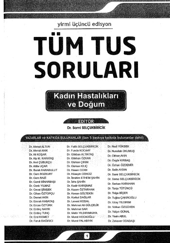 Tüm Tus Soruları Kadın Doğum