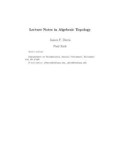 Lecture Notes in Algebraic Topology