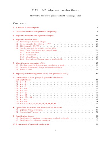 MATH 242: Algebraic number theory