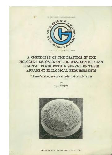 Check-list of the diatoms in the holocene deposits of the western belgian coastal plain with a surgery of their apparent ecological requirements part 1