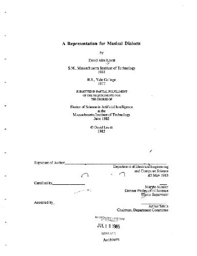 A representation of musical dialects (PHD thesis)