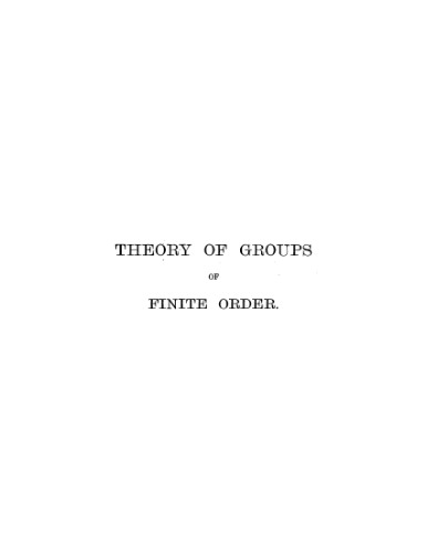 Theory of Groups of Finite Order