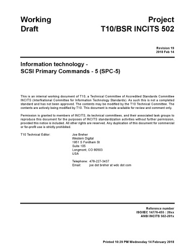 SCSI Primary Commands - 5 (SPC-5 r19)