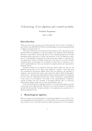 Cohomology of Lie algebras and crossed modules