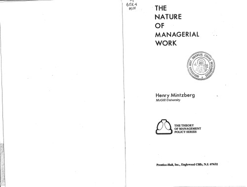 The nature of managerial work