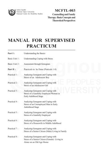 Master of Science in Counselling and Family Therapy (MSCCFT) 1st Year (Part III)