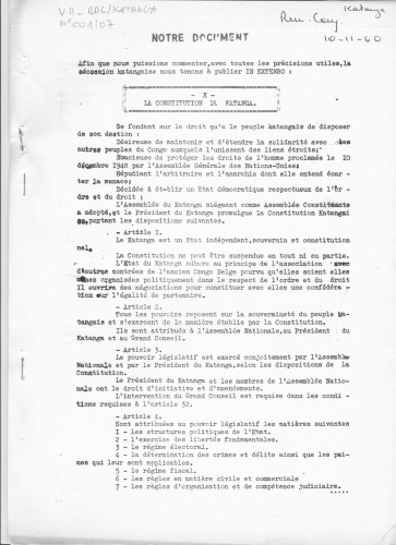 La constitution du Katanga