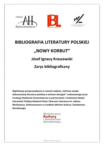 Józef Ignacy Kraszewski : zarys bibliograficzny