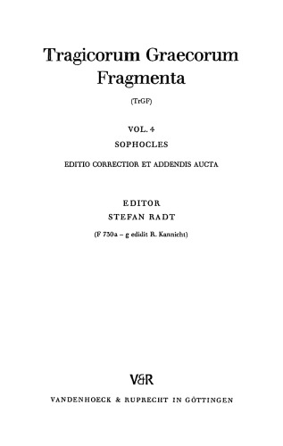 Tragicorum Graecorum Fragmenta, Vol. 4 Sophocles