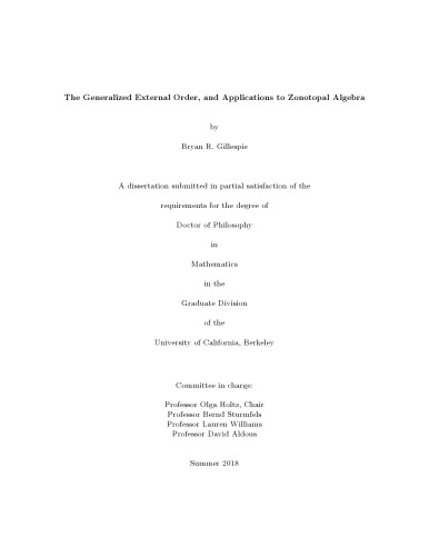 The Generalized External Order, and Applications to Zonotopal Algebra