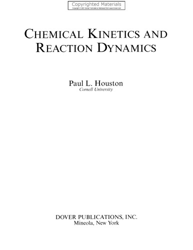 Chemical Kinetics and Reaction Dynamics