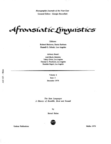 The Sam Languages - A History of Rendille, Boni, and Somali