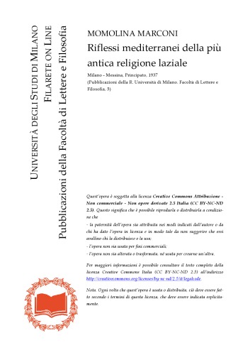 Riflessi mediterranei della più antica religione laziale