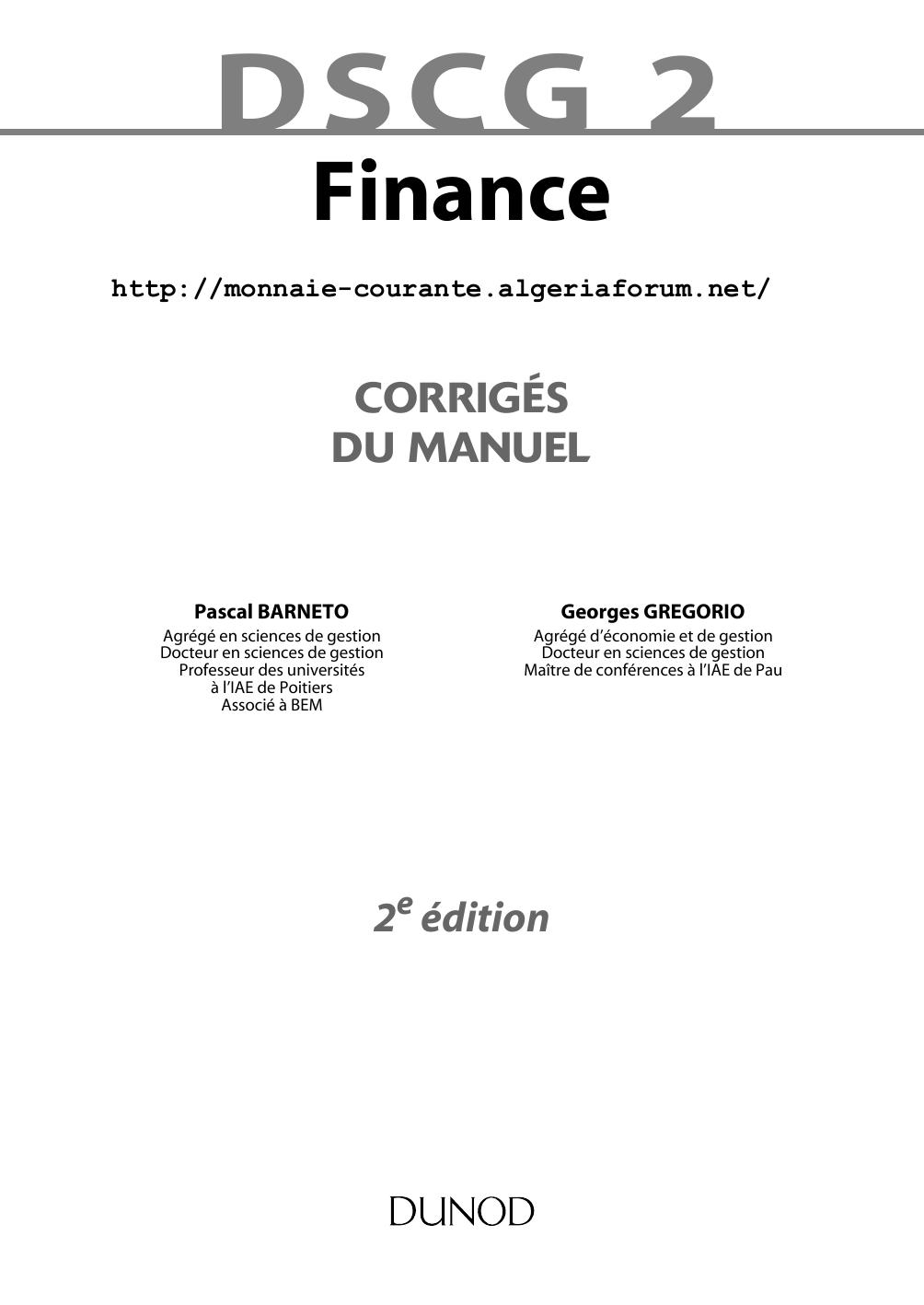 DSCG 2-Finance-Corrigés du manuel