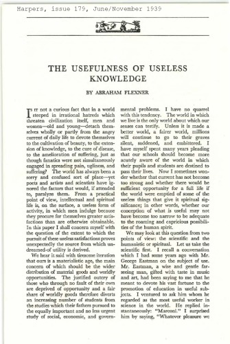 The Usefulness of Useless Knowledge