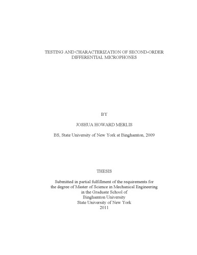 TESTING AND CHARACTERIZATION OF SECOND-ORDER DIFFERENTIAL MICROPHONES