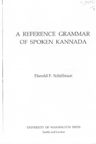 A Reference Grammar of Spoken Kannada