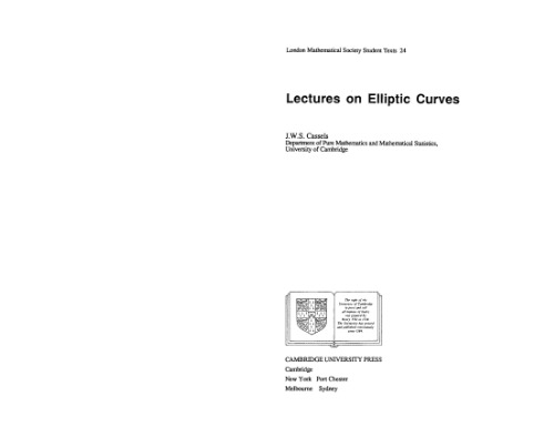 Lectures on Elliptic Curves