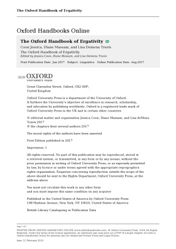 The Oxford Handbook of Ergativity