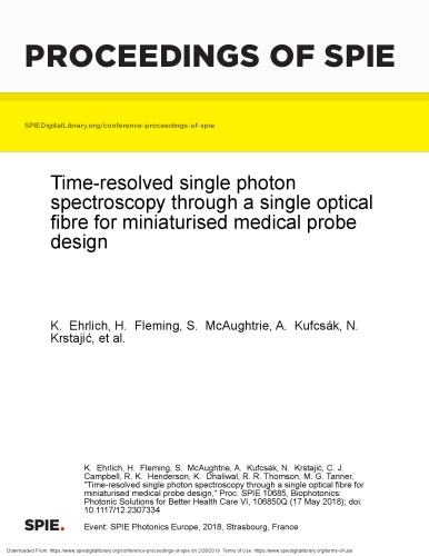 Time-resolved single photon spectroscopy through a single optical fibre for miniaturised medical probe design