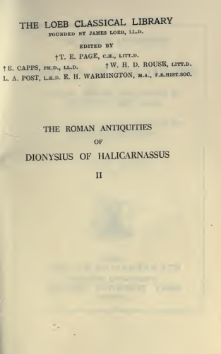 THE ROMAN ANTIQUITIES OF DIONYSIUS OF HALICARNASSUS VOL.II