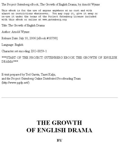 The Growth of English Drama