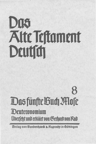 Das fünfte Buch Mose. Deuternomium