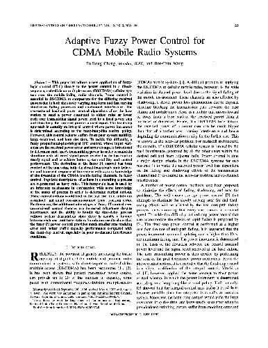 Adaptive Fuzzy Power Control for CDMA Mobile Radio Systems