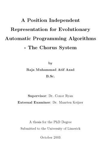 A Position Independent Representation for Evolutionary Automatic Programming Algorithms - The Chorus System