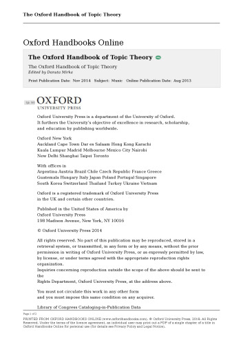 The Oxford handbook of topic theory