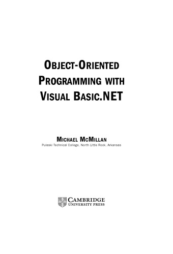 Object-oriented Programming with Visual Basic.Net