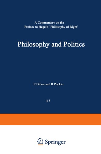 Philosophy and Politics. A Commentary on the Preface to Hegel’s Philosophy of Right