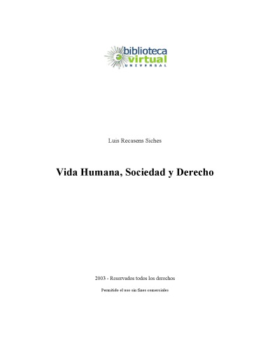 Vida Humana, Sociedad y Derecho