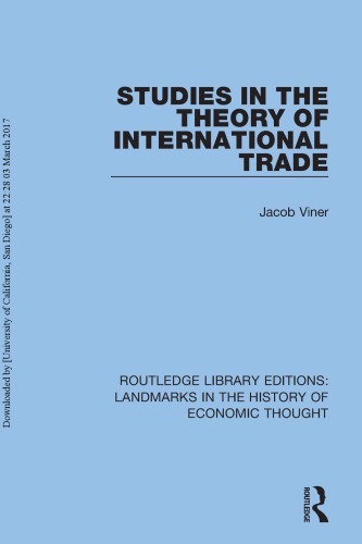 Studies in the Theory of International Trade