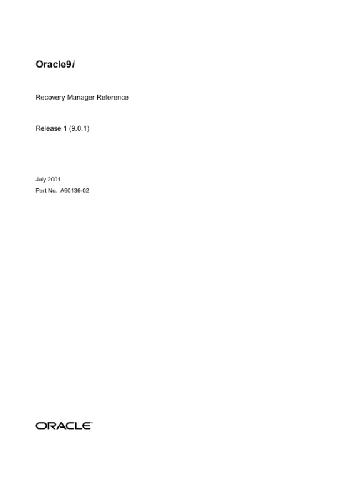 Oracle9i Recovery Manager Reference (Part No A90136-02) (Release 9 0 1) (2001)