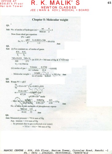 Solution of Modern Approach to Chemical Calculations RC Mukerjee not Mukherjee or Mukherji Chapter 5. R. C. MUKHEERJEE