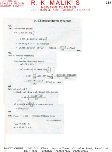 Solution of Modern Approach to Chemical Calculations RC Mukerjee not Mukherjee or Mukherji Chapter 14. R. C. MUKHEERJEE