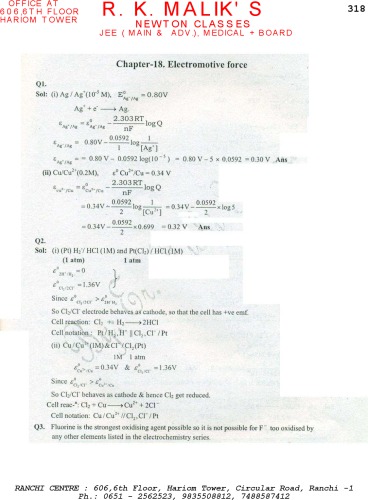 Solution of Modern Approach to Chemical Calculations RC Mukerjee not Mukherjee or Mukherji Chapter 18. R. C. MUKHEERJEE