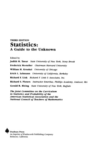 Statistics: A Guide to the Unknown