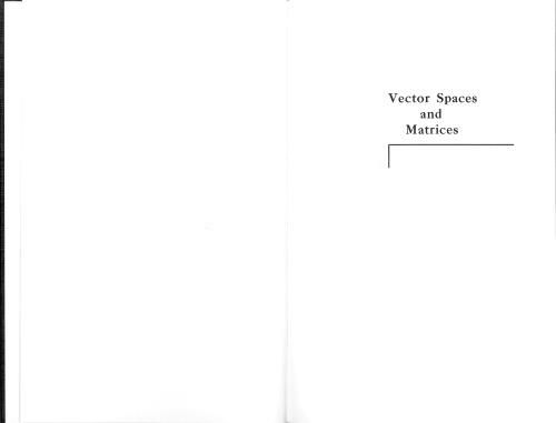 Vector Spaces and Matrices