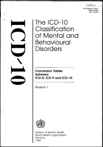 The ICD-10 Classification of Mental and Behavioural Disorders: Conversion Tables between ICD-8, ICD-9 and ICD-10