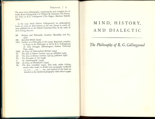 Mind, history, and dialectic : The Philosophy of R. G. Collingwood