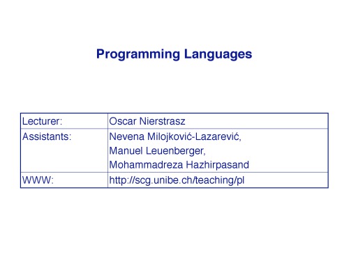 Programming Languages (Lectures Slides)