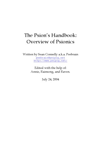 The Psion’s Handbook: Overview of Psionics