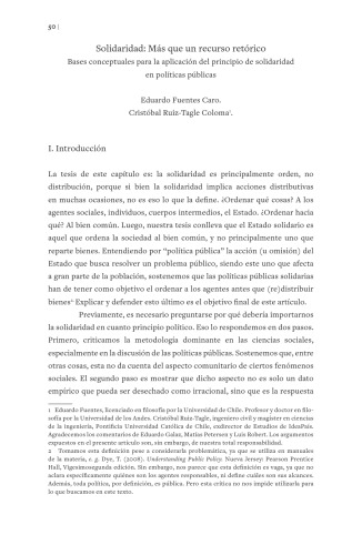 Solidaridad: Más que un recurso retórico Bases conceptuales para la aplicación del principio de solidaridad en políticas públicas