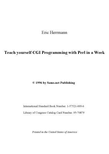 Teach yourself CGI Programming with Perl in a Week