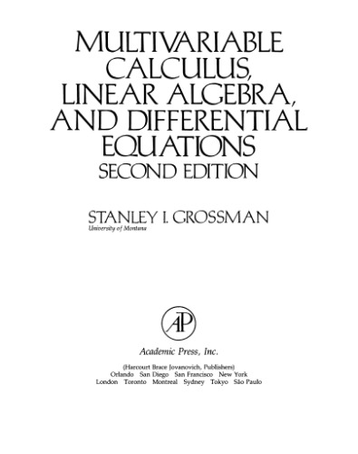 Multivariable Calculus, Linear Algebra and Differential Equations