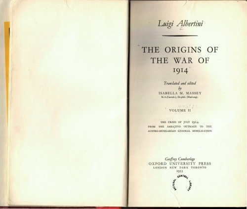 The Origins of the War in 1914 Vol.2