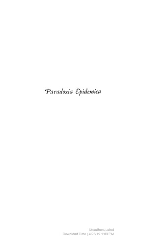 Paradoxia Epidemica: The Renaissance Tradition of Paradox